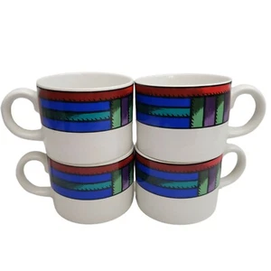 Sakura Velvet Quilt Coffee Espresso Tea Mug Cups 4 oz Genuine Stoneware Set of 4 - Picture 1 of 6