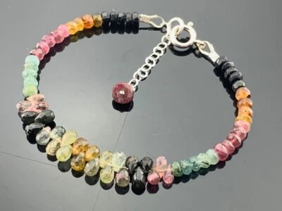 Watermelon Tourmaline 925 Sterling Sliver Bracelet Gift - Image 1 of 4