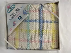 Vintage Owen Baby Crib Blanket Thermal 36X50 Made in USA 100% Cotton New In Box - Picture 1 of 4