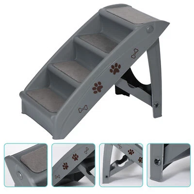 Escalera para perros de 4 escalones escaleras para mascotas para sofá cama alta marco de soporte escalera gris Foto 1 de 4