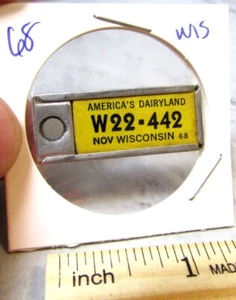1968 Wisconsin W22 442 DAV Nummernschild Anhänger Schlüsselanhänger behinderter amerikanischer Tierarzt - Bild 1 von 2