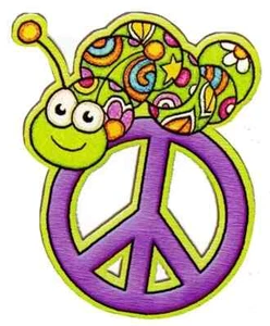 peace sign worm wall sticker peel & stick 4 inch new - Picture 1 of 2