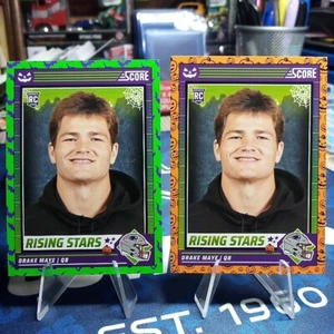2024 Panini Score A Treat Drake Maye Rising Stars Orange & Green RC Lot #17 Pats - Picture 1 of 4