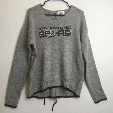 Touch by Alyssa Milano Womens Large Gray San Antonio Spurs Laced Up Back Sweater Cover