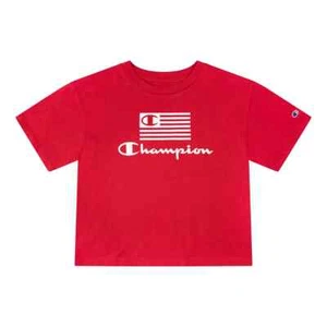 Champion Girls Size 5 Red Flag Boxy Graphic Tee- Scarlet Shirt - Picture 1 of 1