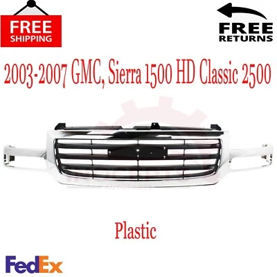 Grille For 2003-2007 GMC, Sierra 1500 HD Classic 2500 Plastic Foto 1 de 4