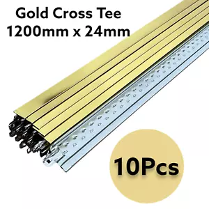 10 x Camiseta Cruzada Dorada Sección 1200 x 24 mm Componente del Sistema de Rejilla de Techo Suspendido - Imagen 1 de 3
