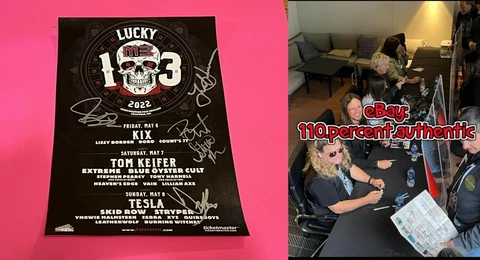 TESLA x5 ENTIRE BAND SIGNED AUTOGRAPHED M3 ROCK FESTIVAL 2022 11X17 EVENT POSTER Cover