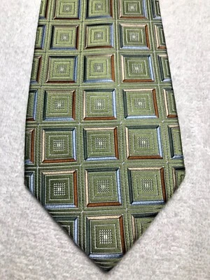 JONES НЬЮ-ЙОРК МУЖСКОЙ ГАЛСТУК ЗЕЛЕНЫЙ С СИНИЙ КОРИЧНЕВЫЙ БЕЖЕВЫЙ 3,75 X 60 НОВЫЙ БЕЗ ЯРЛЫКОВ - Изображение 1 из 4