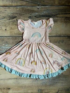 Rainbow Milk Silk Dress Twirly Dress - Picture 1 of 1