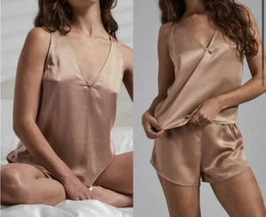 Lunya Washable Silk Pajama Tank Set Size XS New Otium Tan - Picture 1 of 12