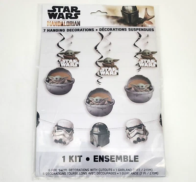 KIT DECORACIÓN COLGANTE STARWARS MANDALORIAN 7 PIEZAS FIESTA CUMPLEAÑOS ENVÍO GRATUITO Foto 1 de 2