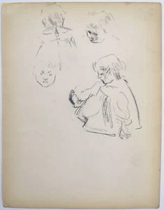 Frederick Henry Townsend (1868-1920) Feine Kohlezeichnung. Kind saß auf dem Boden. - Bild 1 von 4