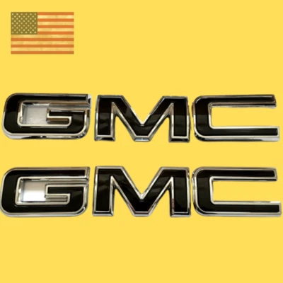 2019-2023 Front & Rear Emblem Chrome Black GMC Fit For Sierra 1500 2500HD 3500HD - Image 1 of 2
