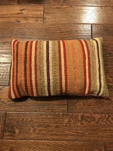 Vtg Pottery Barn - Kilim Pillow Cover 12x20 STRIPED Multicolored- Zip - Picture 1 of 6