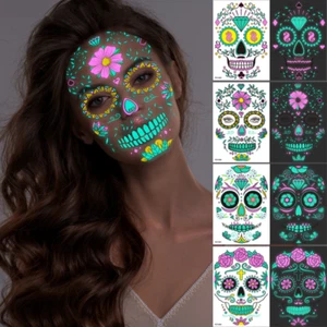 4PackTemporary Tattoos Sticker Halloween Waterproof Facial Makeup Skull Dress Up - Picture 1 of 13