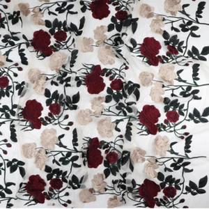 Rose Blumen Netz Spitze Embroideried Stoff Durchsichtig Tüll Voile für Nähen Neu - Bild 1 von 14