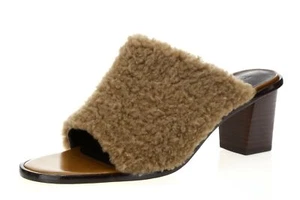 Womens TIBI 154845 Brown Leather / Sheepskin Slide Mules sz. 39 - Picture 1 of 6