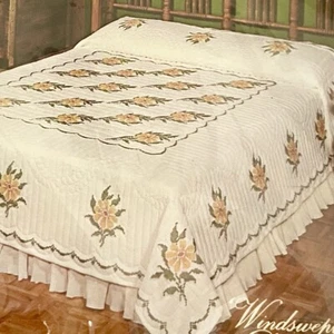 Vintage Progress Cross Stitch Quilt Kit #1549 “Windswept Daisy” Double Size - Picture 1 of 4