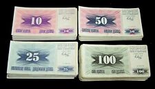100 x  BOSNIA & HERZEGOVINA banknotes-25 x 10/25/50/100 Dinara / P10-13 / 1992