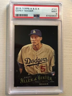 2016 Topps Allen & Ginter X Corey Seager Dodgers RC Rookie 121 Mint PSA 9 - Image 1 of 2
