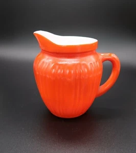 Jarra crema vidrio leche pintada flash naranja vintage - Imagen 1 de 8