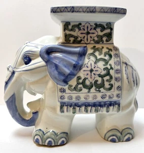 Taburete de jardín de elefante de porcelana china vintage soporte para plantas pintado a mano - Imagen 1 de 11
