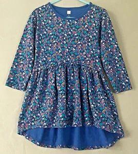 The Tea Collection Size 3 Dress Blue Ditzy Floral 100% Cotton - Picture 1 of 4