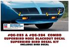 GE-QG-283 QG-284 1970 ROAD RUNNER - SUPERBIRD - NOSE BLACKOUT & BIRD DECAL SET
