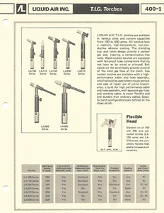 Tool Brochure - Liquid Air - T.I.G. Torch - Tungsten Arc Welding 8 items (MR642) - Picture 1 of 3