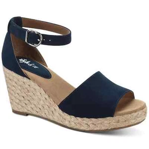 Style & Co Seleeney Womens Wedge Sandal Navy Faux Suede US Size 6 Medium - Picture 1 of 3