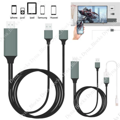 1080P HDMI Mirroring Cable Phone to TV HDTV Adapter Cord for iPhone iPad Android - Image 1 of 4