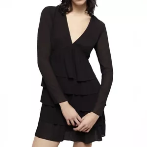 $405 NEW THE KOOPLES BLACK PLEATED MINI DRESS 0, US XS - Picture 1 of 12