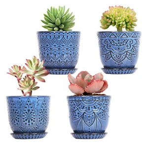 Succulent Pots, 4 Inch Small Indoor Ceramic Planter Pot with Drainage Holes a... - Picture 1 of 6