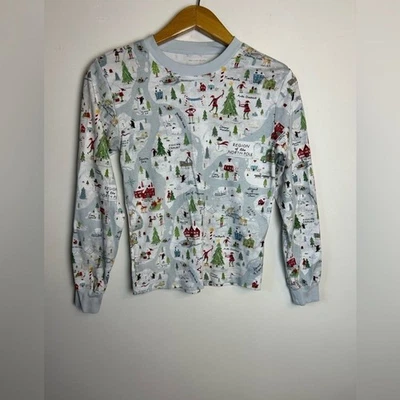 Top de pijama Pottery Barn niños talla Xs estampado navideño 100 % algodón orgánico Foto 1 de 4