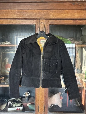 Vintage 1960s / 1970s Velvet Cropped Jacket Boho Groovy Faux Fur Liner - Image 1 of 4