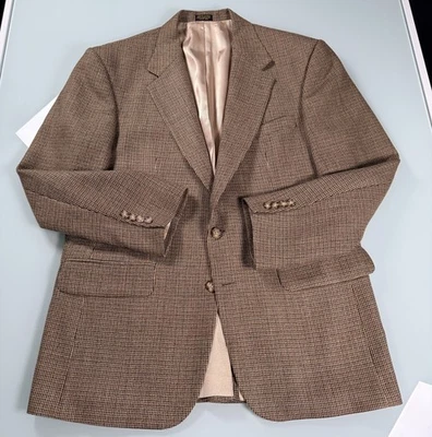Blazer Traje Chaqueta Oscar De La Renta Tweed 100% Lana Marrón Para Hombre 42 R Foto 1 de 4