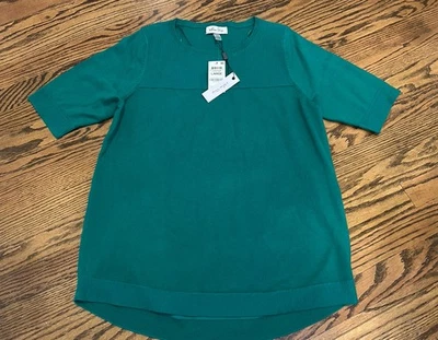 NOVO Suéter Feminino Melissa Paige Manga Cotovelo Jugo com nervuras Verde Tamanho Grande Novo com etiquetas - Imagem 1 de 2