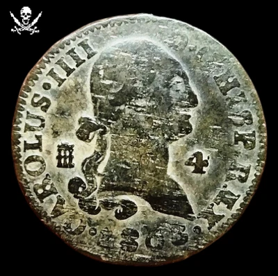 Pirate Cob Coin Real 1808 Charles IV Spanish Treasure Era - 4 Maravedis - Image 1 of 4