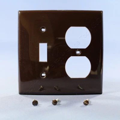 Cubierta de placa de pared estándar irrompible dúplex palanca 2 velocidades marrón Leviton 80705 Foto 1 de 4