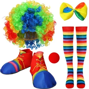 WILLBOND 5 Pcs Clown Costume Set Includes Clown Nose Bow Tie Wig Red Nose Big... - Picture 1 of 6