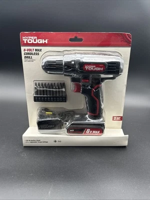 NIB Hyper Tough 8V Max Cordless Drill 3/8 in Chuck w/ Battery, Charger & Bits - Image 1 of 2
