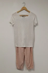 Women's FatFace Pink & White Stars 2 Piece Cotton Sleepwear Set Size UK 14 NWT - Picture 1 of 23