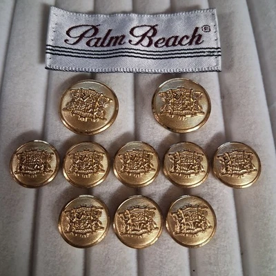 Palm Beach Gold Blazer Buttons 10 2-Large, 8 Smaller - Image 1 of 3