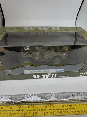 1:18 WELLY WWII MODELS 1/4 TON ARMY TRUCK - JEEP - Image 1 of 4