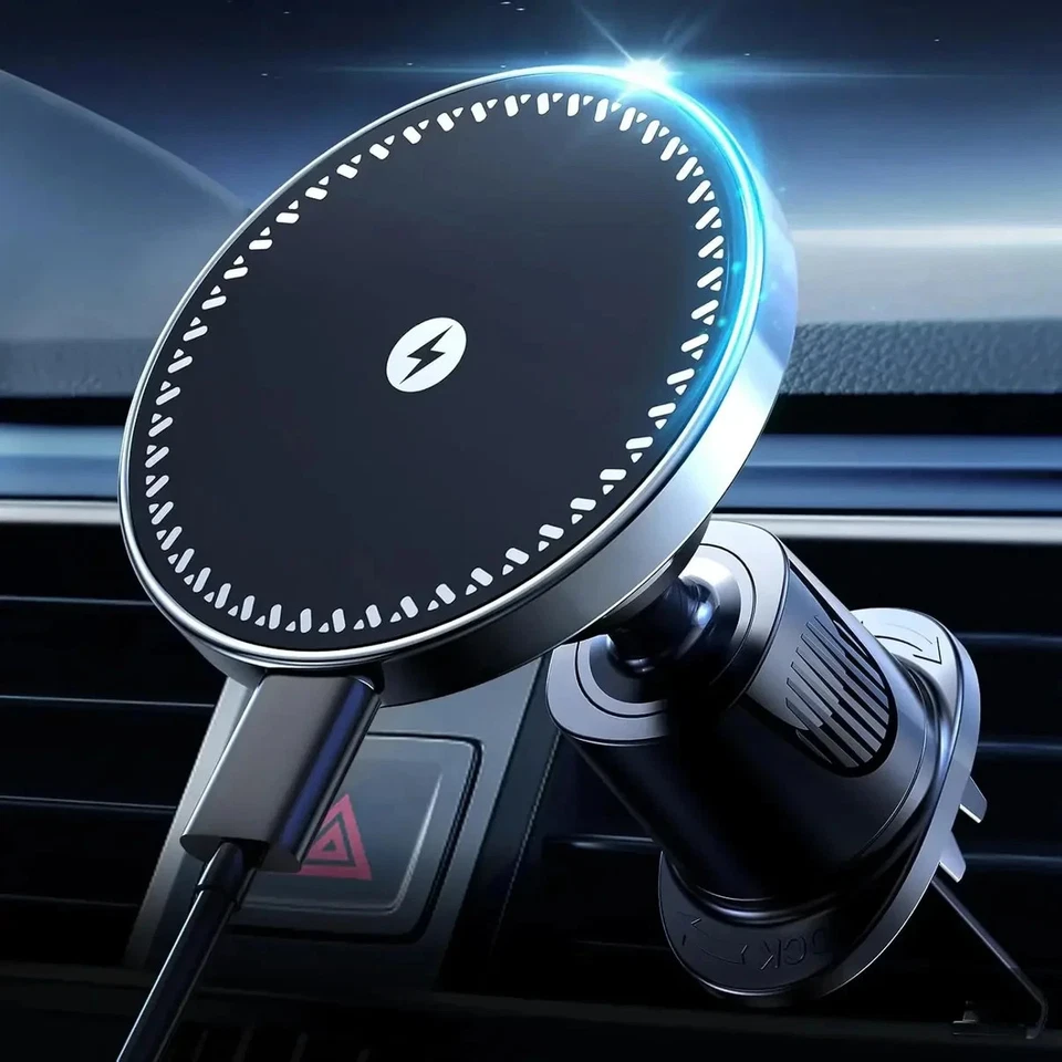 15W Magnetic Wireless Car Charger – Fast Charging Mount for iPhone & Android - Image 1 of 4