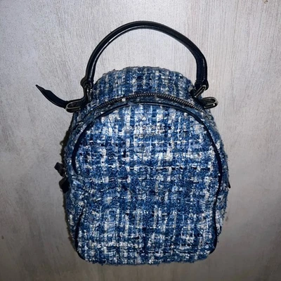 Mini Mochila Convertible KATE SPADE Briar Lane Azul Acolchada Verano Tweed  Foto 1 de 4