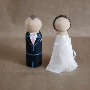 Wooden Wedding Peg Dolls Faceless - Picture 1 of 6
