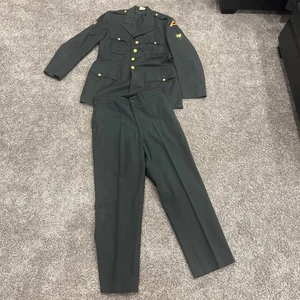 U.S. Army Dress Uniform Army Green Wool Herren 44L Mantel 38x36 Long Hose - Bild 1 von 24