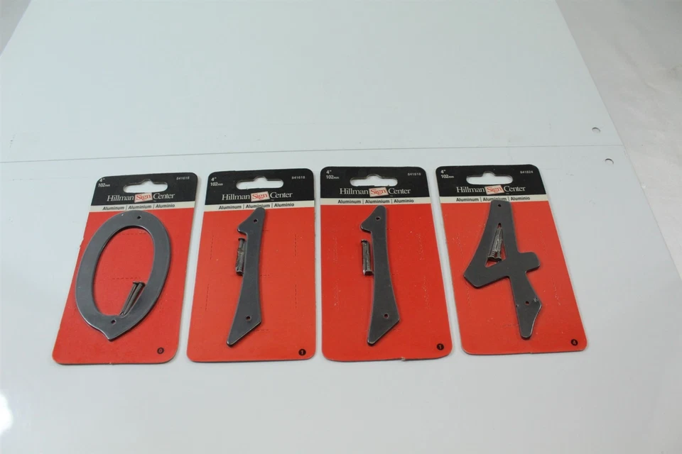 Outdoor House / Mailbox Aluminum Numbers 4" Lot of 4 Includes #'s 0, 1, 1 And 4 - Image 1 of 4